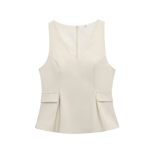 MIREILLE | Blazerstijl Dames Top Met V-Hals en Tailledetail - Stijlvol, Elegant & Perfect voor Avondjes uit