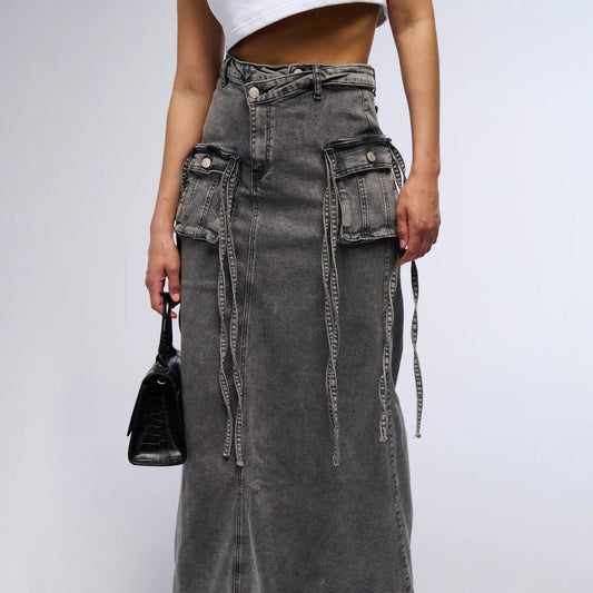 NOVA | Denim Maxi Rok Voor Dames - Modieus, Stijlvol & Flatterend