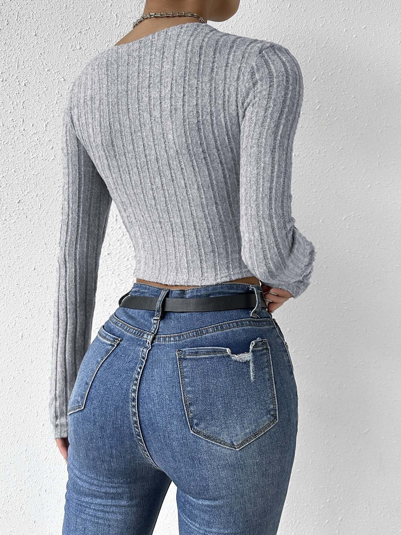 JANA | Dames Top Met Twist Design & Lange Mouwen - Elegant, Verfijnd & Verleidelijk