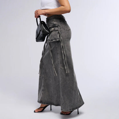 NOVA | Denim Maxi Rok Voor Dames - Modieus, Stijlvol & Flatterend