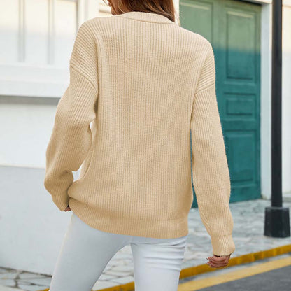 LORRAINE | Casual Gebreide Trui Met Ronde Hals & Knoopdetails – Perfect voor de Herfst & Winter