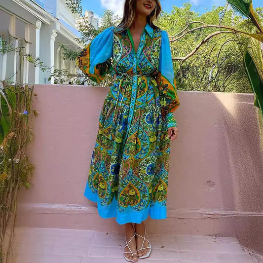 YVETTE | Maxi Jurk Met Boho Print Voor Dames - Gedurfd, Stijlvol & Uniek