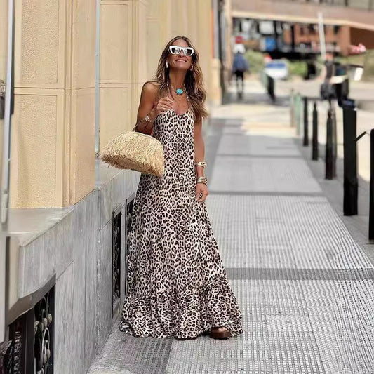 FRANCIS | Maxi Zomerjurk Voor Dames Met Luipaard Print - Stijlvol & Flatterend