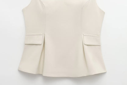 MIREILLE | Blazerstijl Dames Top Met V-Hals en Tailledetail - Stijlvol, Elegant & Perfect voor Avondjes uit