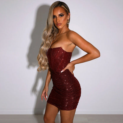 Mini Jurk Met Korset | Glanzend En Figuurvormend Voor Avonden Uit