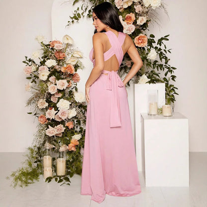 VALERIA | Lange Damesjurk Met Gekruiste Halslijn En Elastische Taille – Elegant, Comfortabel, Verfijnd