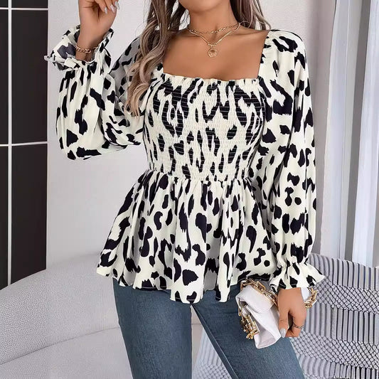 DORE | Getailleerde Blouse Top Voor Dames Met Dierlijke Print - Stijlvol & Luchtig
