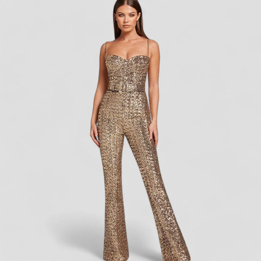 PENNY | Dames Avond Jumpsuit Goud - Feestelijk, Luxe & Elegant
