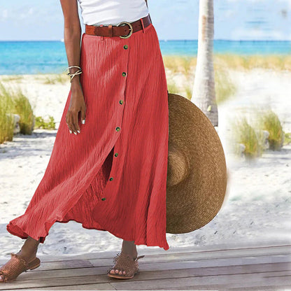 TAVIRA | Maxi Zomer Rok Voor Dames Met Blouse knoop Design - Zomers & Luchtig