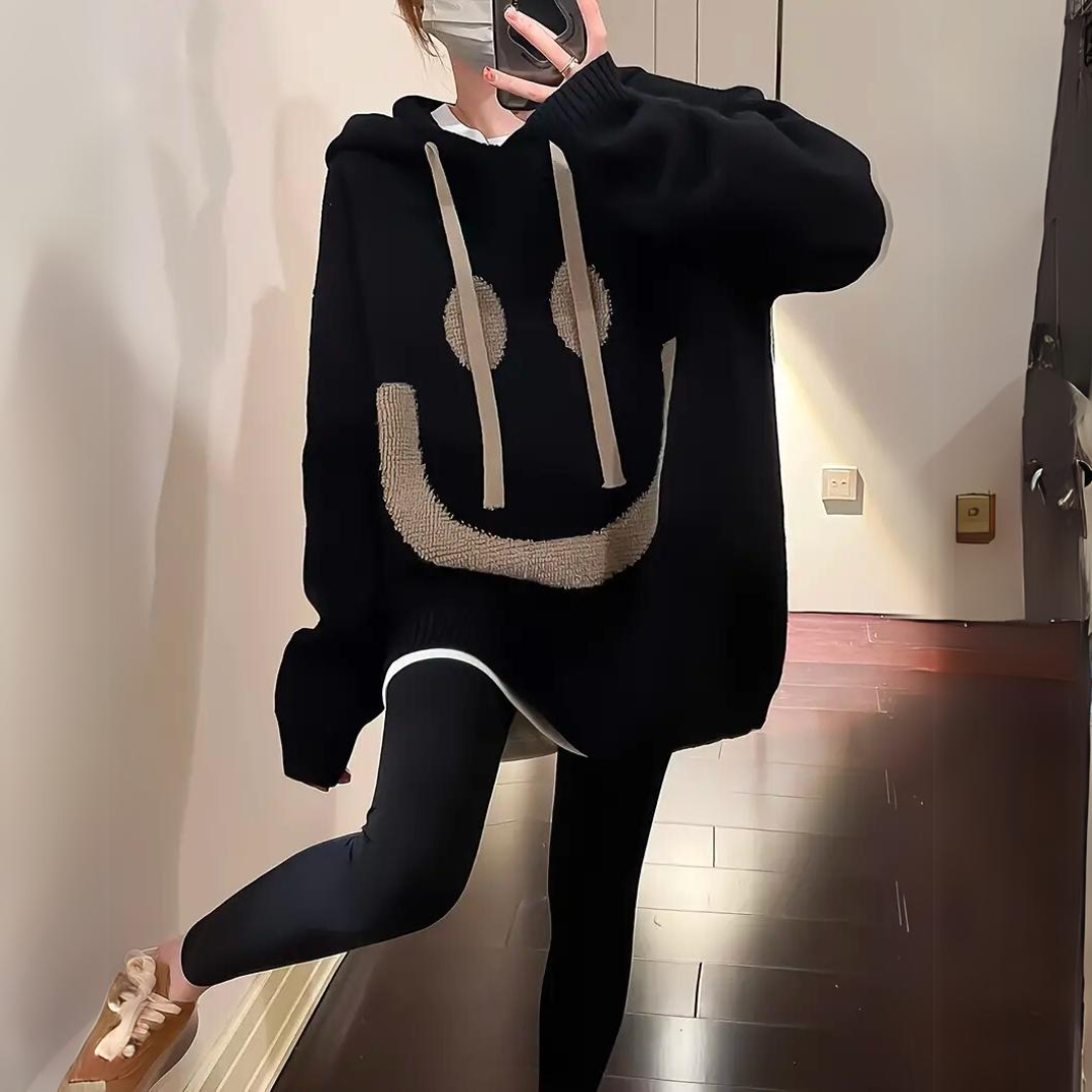 Oversized hoodie met smiley | Warm, speels & onweerstaanbaar comfy!