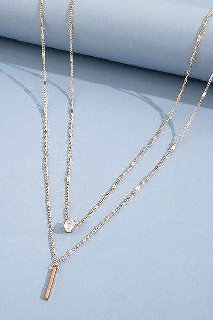 KATE | Gelaagde Dames Ketting Met Strass Kwastje En Elegante Hanger – Verfijnde Glamour Met Een Moderne Twist