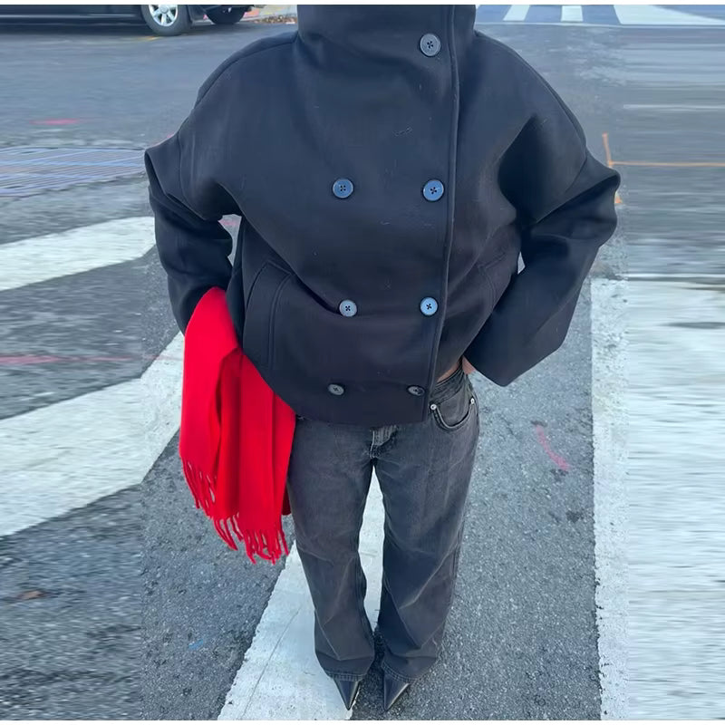 Urban Wool Coat | Luxe Wollen Korte Damesjas Met Knopen – Elegant, Warm & Perfect Voor Herfst & Winter