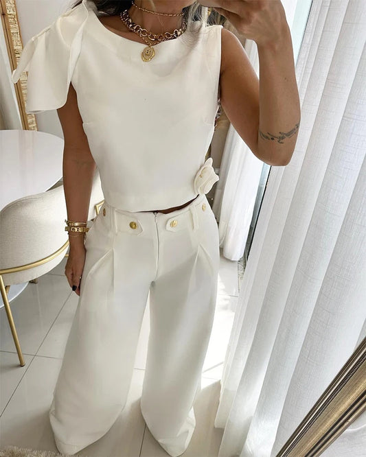 CATHLEEN | Chique 2-delige Dames Set Broek Met Top - Luxe & Stijlvol