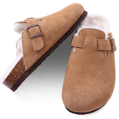 Suède Instappers Met Warme Bontvoering – Antislip & Comfortabel Voor Koude Dagen