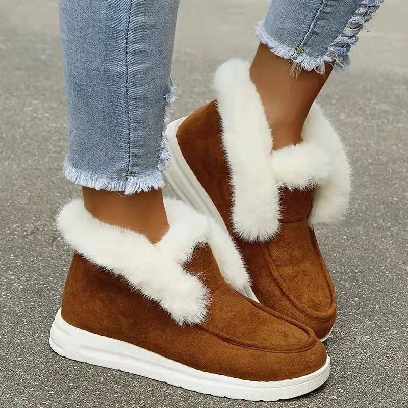 Dames Enkellaarsjes Slip-on | Suède Pluche Voering Warme Sneeuwschoenen