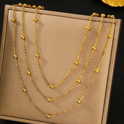 LAYA | Verfijnde Laagjesketting Voor Dames met Subtiele Bolletjes - Elegant & Vrouwelijk