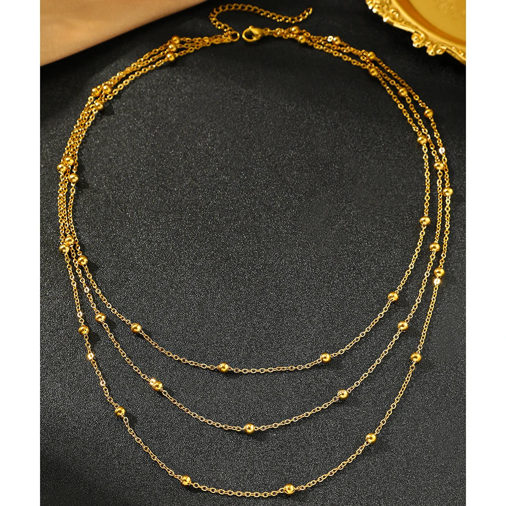 LAYA | Verfijnde Laagjesketting Voor Dames met Subtiele Bolletjes - Elegant & Vrouwelijk