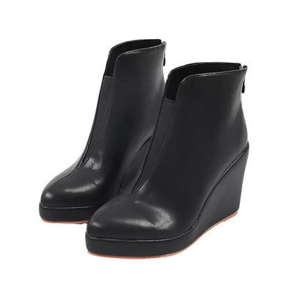 YUE | Casual Leren Enkel Laarsjes Voor Dames Met Sleehak Design - Luxe, Casual & Comfortabel