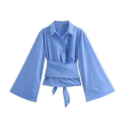 ÉLOÏSE | Elegante Blouse met Wikkelmodel – Statement Mouwen & Verfijnde Uitstraling