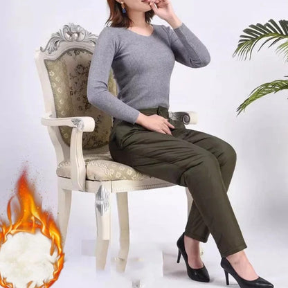 Winter Broek Voor Dames In Grote Maten | Warme Rechte Winterpants Met Thermovoering