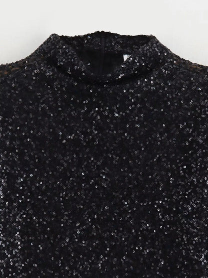 DAISY | Glitter Mini Jurk Voor Dames Met Schoudervulling – Glamoureus, Feestelijk, Statement