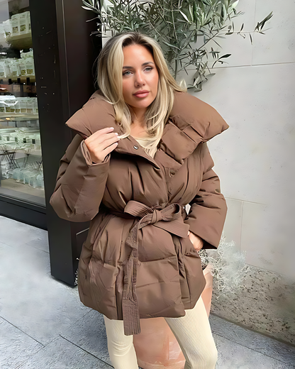 Gewatteerde Winterjas Met Ceintuur Voor Dames – Warm, Stijlvol & Perfect Voor IJskoude Dagen