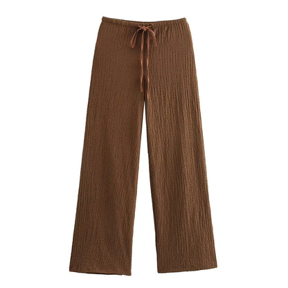 ZOMERSET | Luchtige dames set met knopen & strikkoord – verkrijgbaar in zwart en bruin