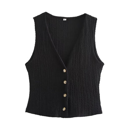 ZOMERSET | Luchtige dames set met knopen & strikkoord – verkrijgbaar in zwart en bruin