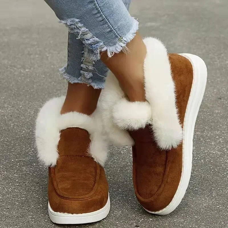 Dames Enkellaarsjes Slip-on | Suède Pluche Voering Warme Sneeuwschoenen