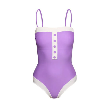 ANGELIKA | Elegant Dames Badpak met Knopen – Tijdloze Strandlook met Klasse