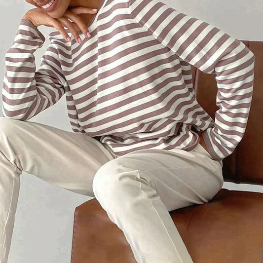 EZRA | Gestreept T-Shirt met Lange Mouwen voor Dames – Tijdloos, Comfortabel & Perfect te Combineren