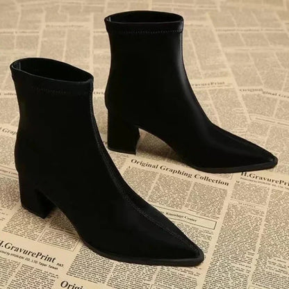 ANGEL | Elegante Velvet Enkel Laarsjes Voor Dames Met Punt Neus - Stijlvol & Comfortabel