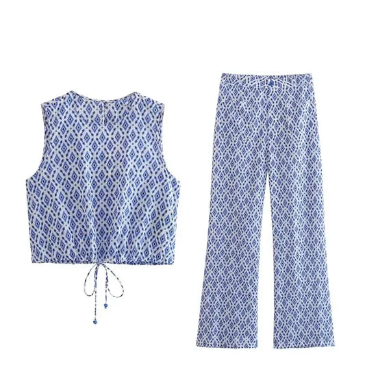 FARAH | Luchtige Zomerset Voor Dames Met Grafische Print - Relaxed, Zomers & Stijlvol