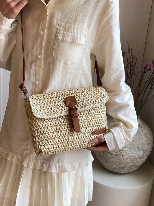 YUKO | Zomerse Geweven Dames Schoudertas in Rietstijl - Zomers, Functioneel & Perfect Voor op Vakantie