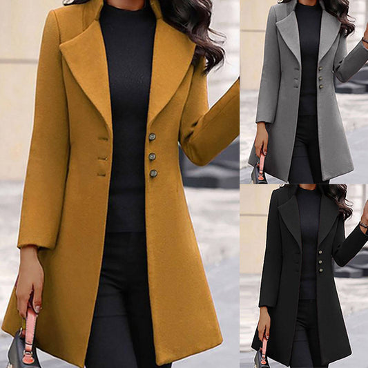 Lange Dames Mantel Jas – Italiaanse elegantie in Prestige wol, warm & stijlvol voor herfst en winter