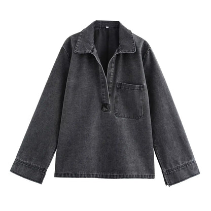 NOOR | Tweedelige Dames Set In Washed Denim Look – Relaxed, Stoer & Comfortabel Voor Elke Dag