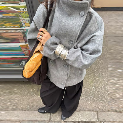 Urban Wool Coat | Luxe Wollen Korte Damesjas Met Knopen – Elegant, Warm & Perfect Voor Herfst & Winter