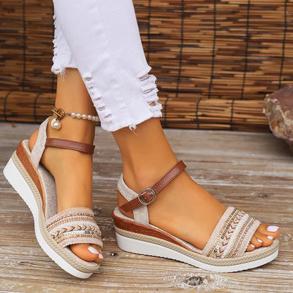 XAVA | Platform Sandalen Voor Dames Met Gevlochten Patroon - Elegant & Comfortabel
