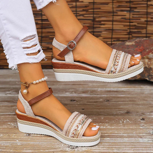 XAVA | Platform Sandalen Voor Dames Met Gevlochten Patroon - Elegant & Comfortabel