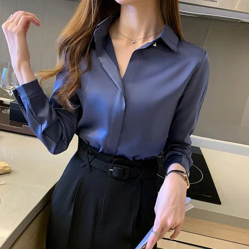 ROMINA | Luxe Satijnen Blouse Voor Dames Met Verborgen Knopen