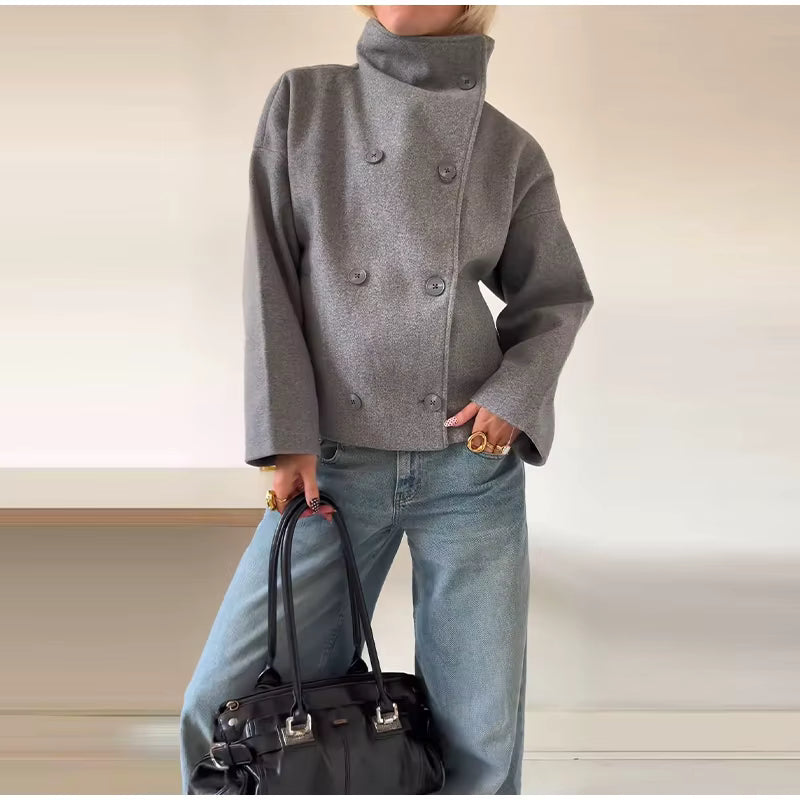 Urban Wool Coat | Luxe Wollen Korte Damesjas Met Knopen – Elegant, Warm & Perfect Voor Herfst & Winter