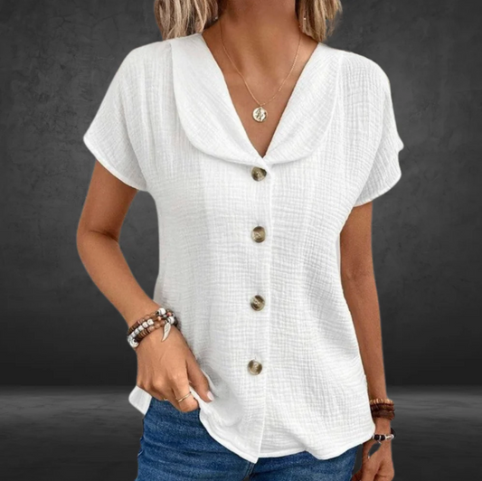 ISELLE  | Dames Zomerblouse met korte mouwen en Knopen - Elegant & Stijlvol