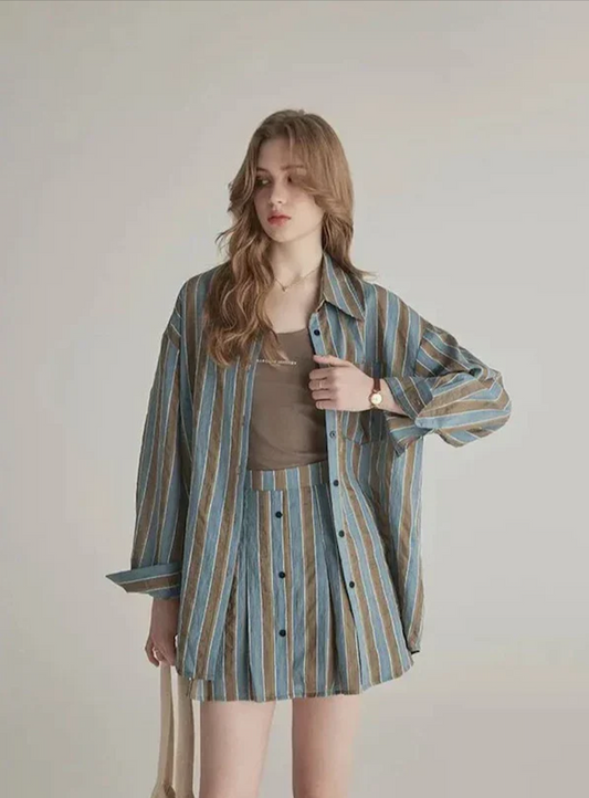 DILARA | Gestreepte Rok + Blouse Set Voor Dames - Elegant, Luchtig & Modieus