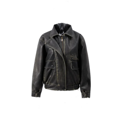 JAX | Stoere Leren Dames Jack Met Contraststiksels – Gestructureerd, Trendy & Ideaal Voor Tussenweer