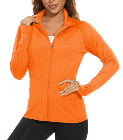 RIVKA | Sportief Damesvest Met Rits, Duimgaten & UV-bescherming – Licht, Functioneel & Ideaal Voor Actieve Dagen