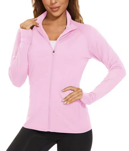 RIVKA | Sportief Damesvest Met Rits, Duimgaten & UV-bescherming – Licht, Functioneel & Ideaal Voor Actieve Dagen