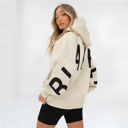 Oversized Warme Dames Hoodie Met Tekst – Stijlvol & Gezellig Voor Koude Dagen