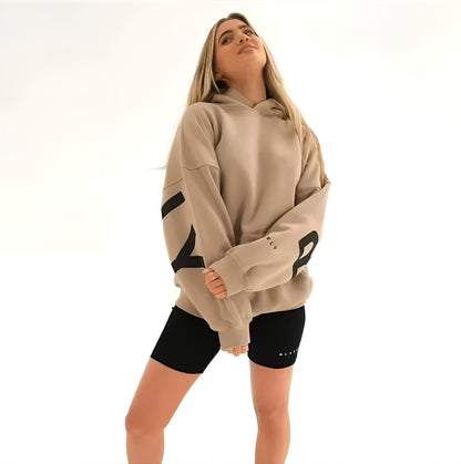 Oversized Warme Dames Hoodie Met Tekst – Stijlvol & Gezellig Voor Koude Dagen