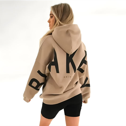 Oversized Warme Dames Hoodie Met Tekst – Stijlvol & Gezellig Voor Koude Dagen