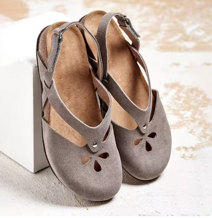 KJERSTIN |Dames Sandalen met Kurkzool – Ademend Leer & Verstelbare Pasvorm